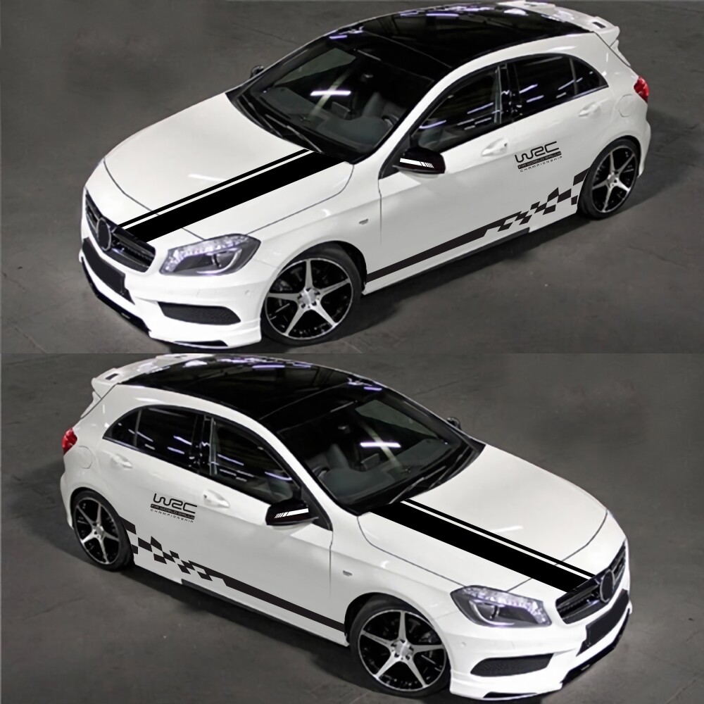 5x Car Racing Black Stripe Graphics Hood Side Body Vinyl Decal Sticker Accessory