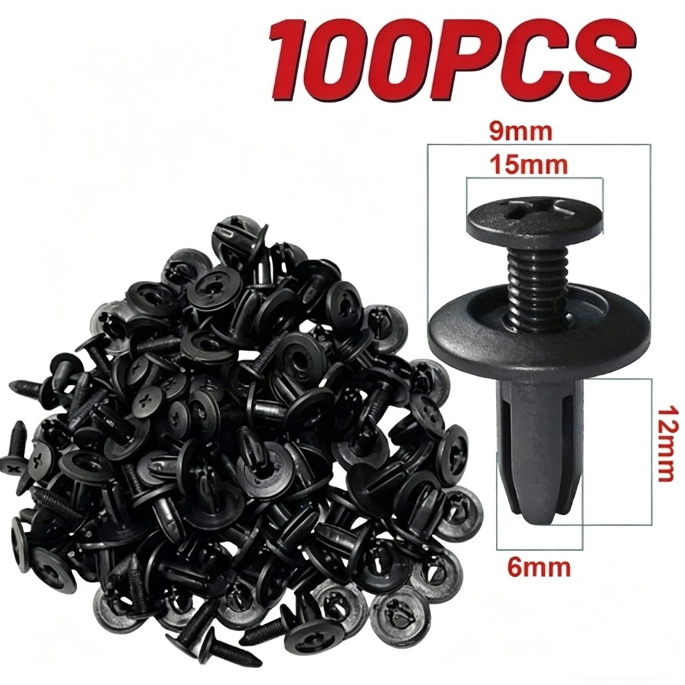 6mm Push Type Fastener Clips 100PCS Car Truck Bumper Fender Trim Retainer Rivets