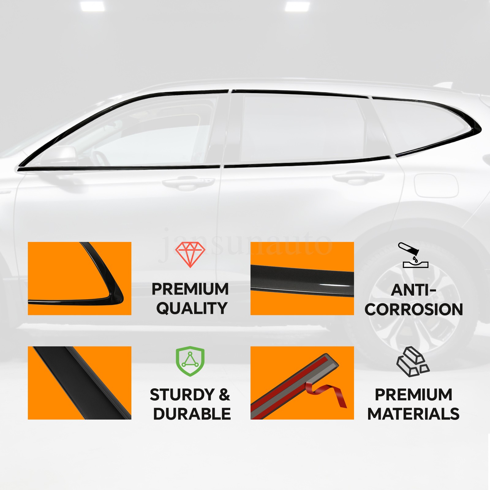 Fits For Honda CR-V CRV 2023-2025 10PCS Black Car Window Trim Strip Cover