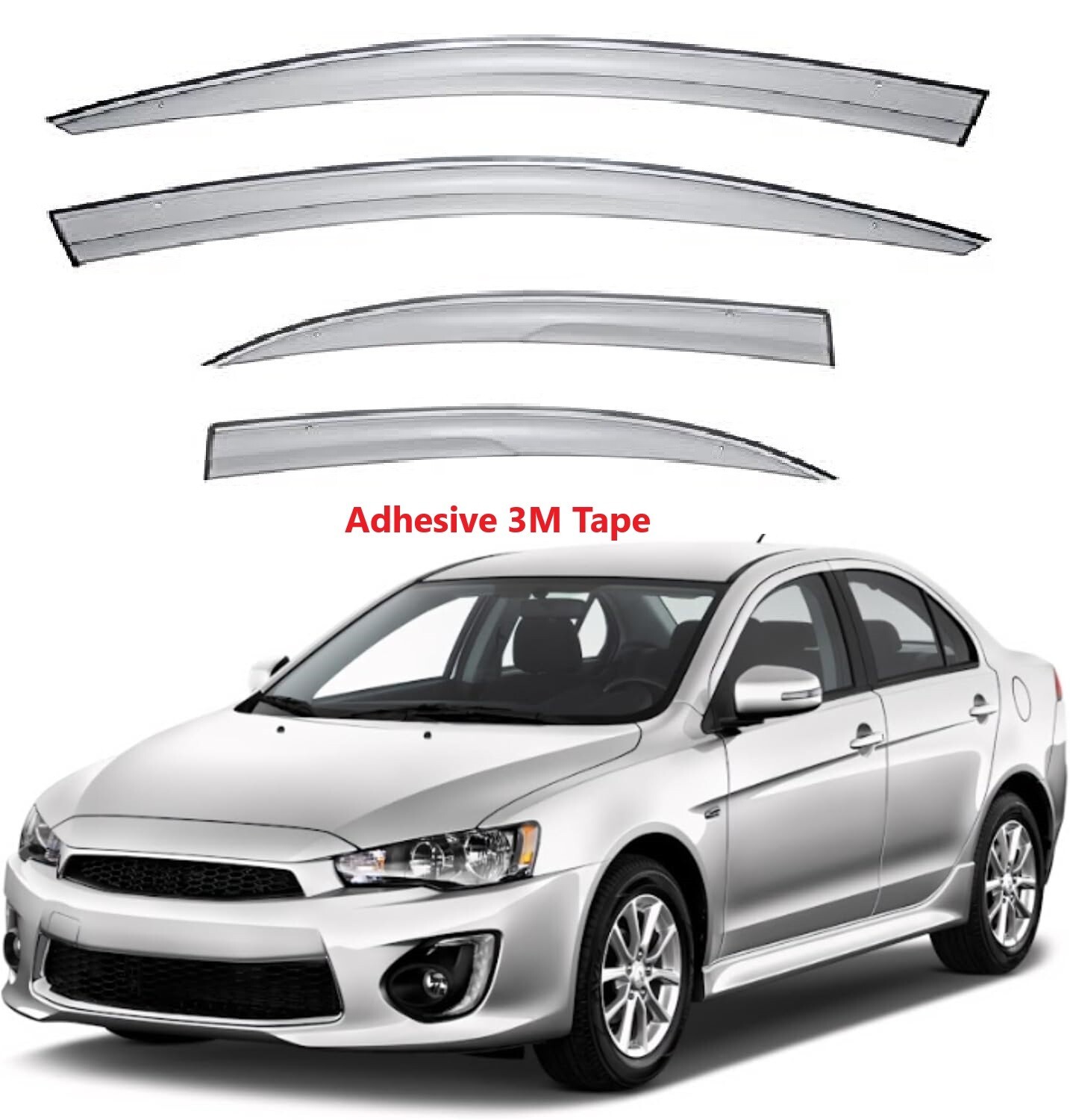 Window Visors Rain Guards Chrome Trim Fit Mitsubishi Lancer EVO X 10 2008-2017