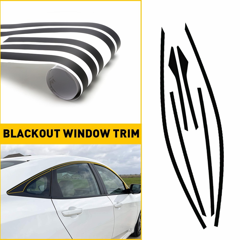 Black Blackout Chrome Delete Window Covers 2016-2021 For Honda 1-10Set Civic