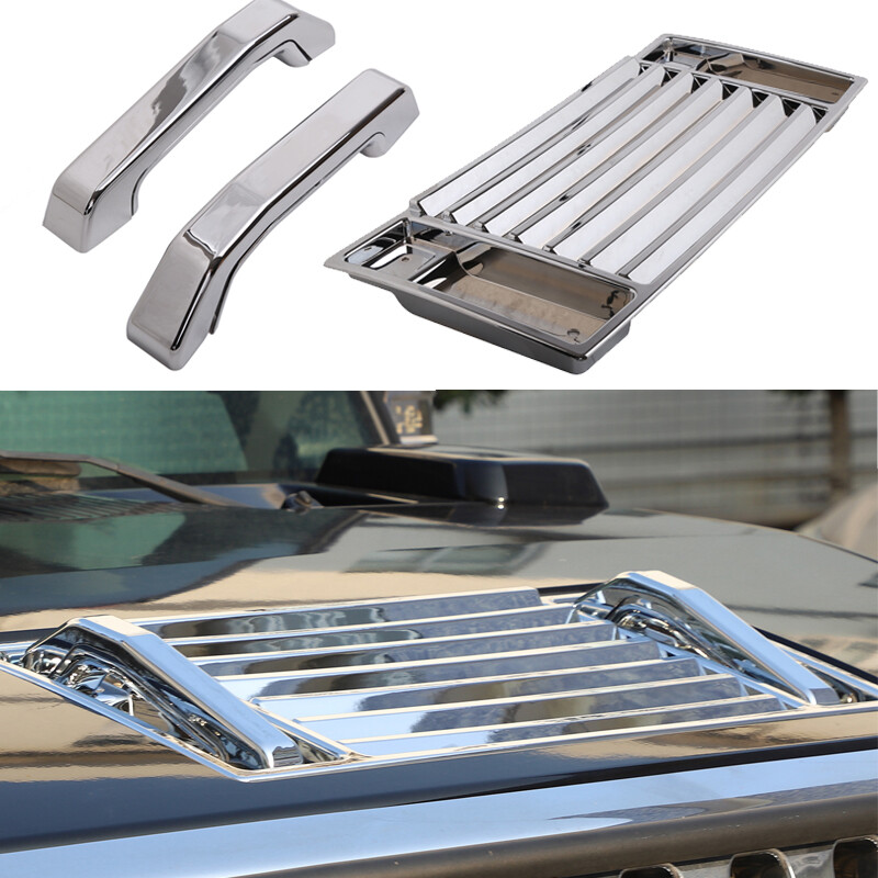Chrome Hood Deck Vent with handle covers Accessories Fit For Hummer H2 2003-2009