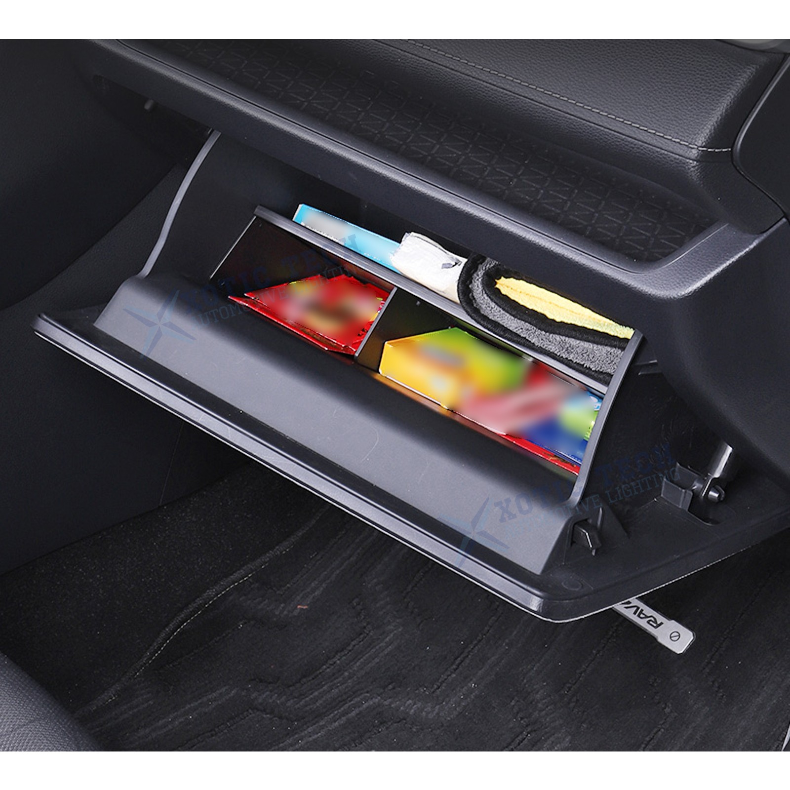 Glove Box Divider Storage Container w/Anti-slip Mat For Toyota RAV4 2019-2023