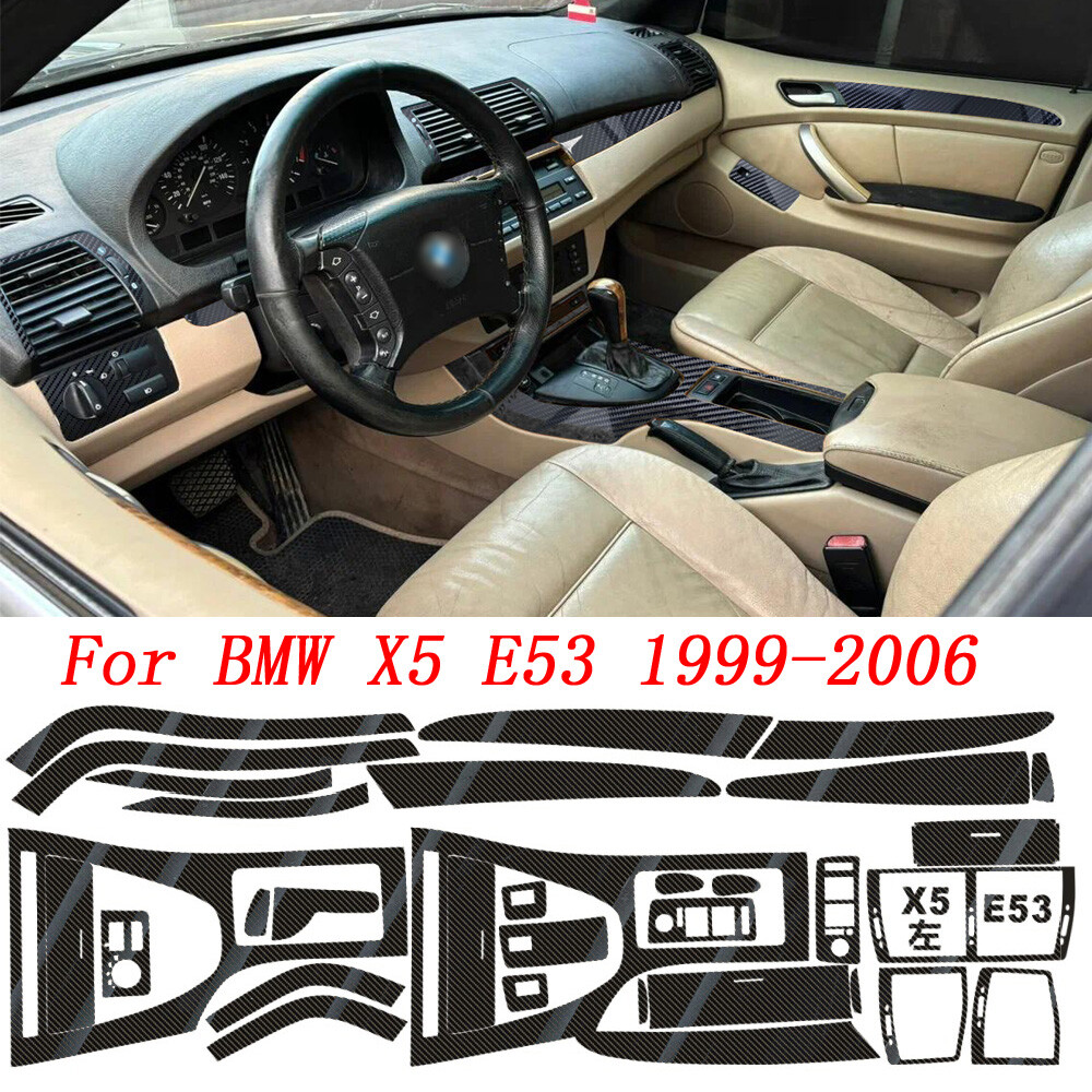 For BMW X5 E53 1999-2006 5D Carbon Fiber Pattern Interior DIY Trim Decals