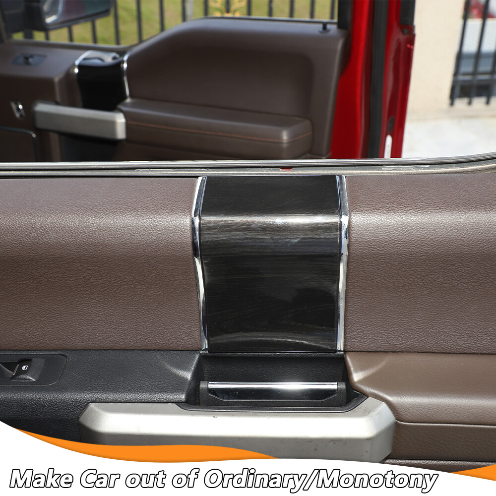 Interior Door Handle Panel Trim for Ford F150 2015+ Black Wood Grain Accessories