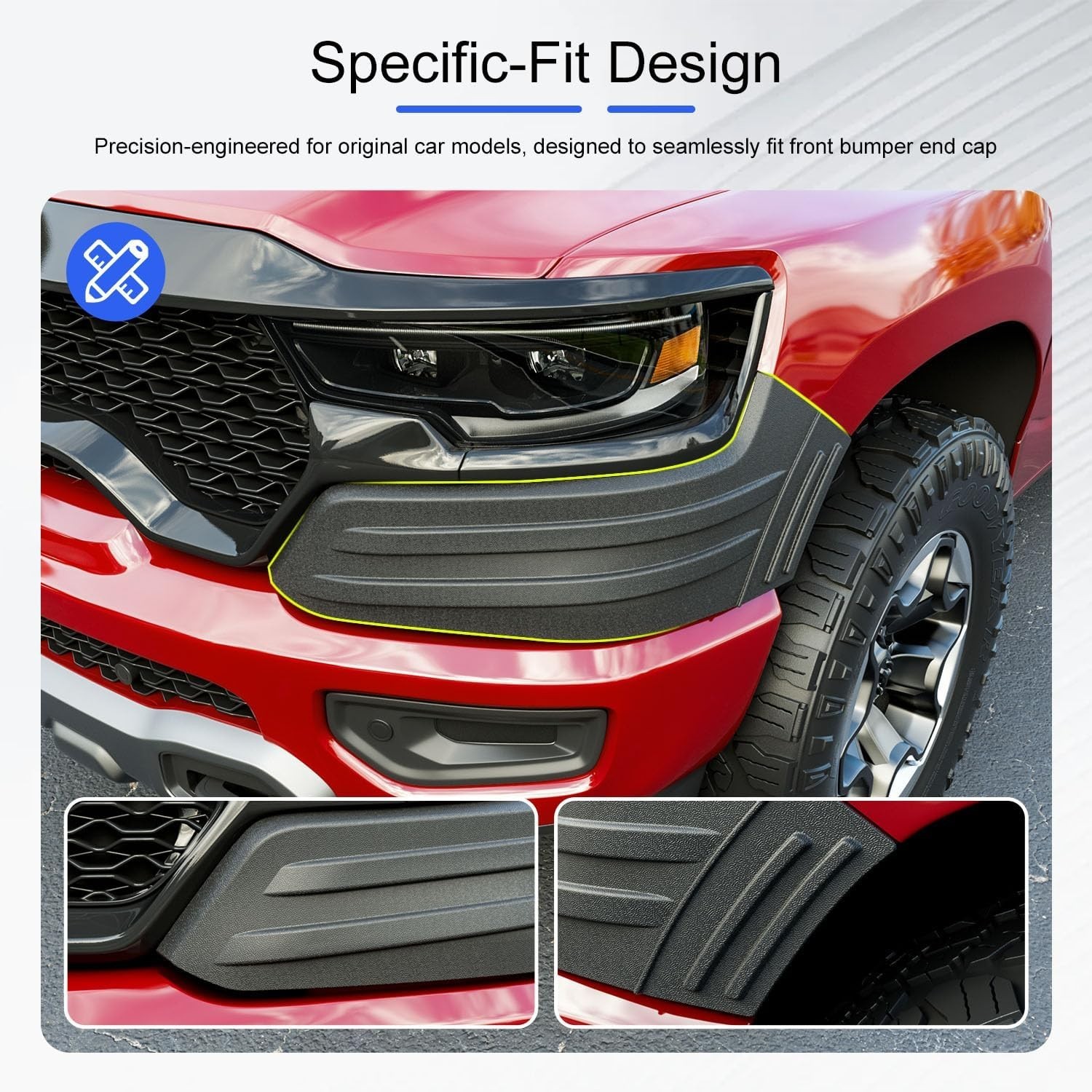For 2019-2025 Dodge Ram 1500 Front Bumper End Cap Extension Trim End Cover