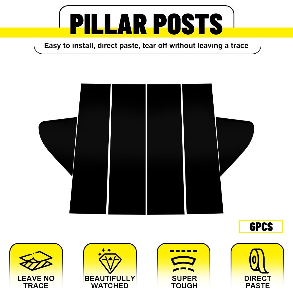 Pillar Posts Glossy black Polycarbonate For GMC Sierra Chevy 2019-2024 Silverado