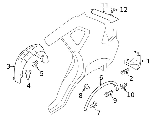 Genuine Nissan Wheel Opening Molding 78861-4BA0A