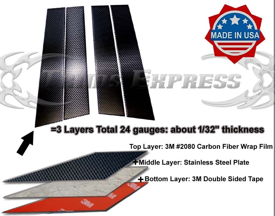 05-10 Chrysler 300 Front Pillar Post Window Shield Deflector Carbon Fiber Black