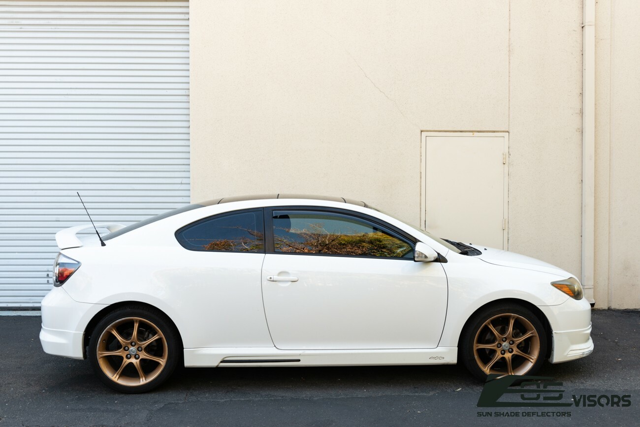 JDM IN-CHANNEL SMOKE TINTED Side Window Sun Shade Rain Guards For 05-10 Scion tC