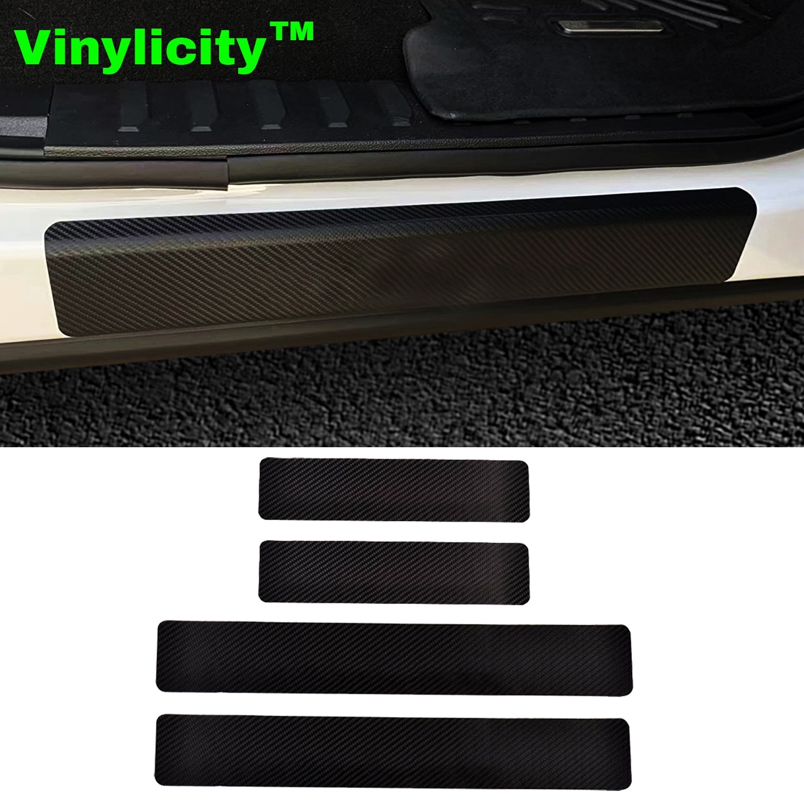 4 Pcs Carbon Fiber Leather Car Door Sill Protector for Ford F250 F350 Super Duty