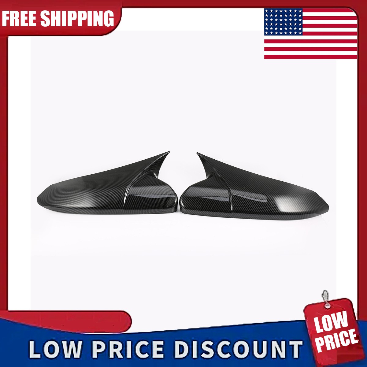 Carbon Fiber Style Rear View Mirror Cover For Honda Civic 10th Gen 2016-2021
