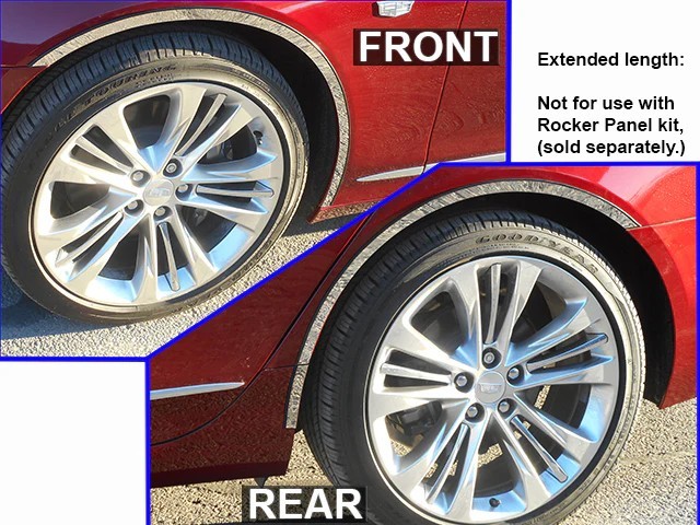 NO DRILL Fender Trim For CADILLAC CT6 4DR 16-20 Mirror 304 Stainless Steel Set/6
