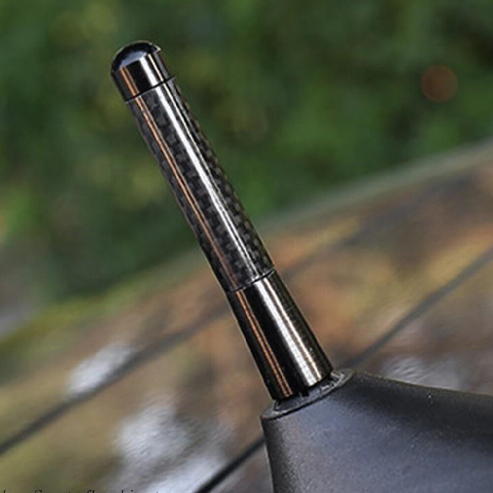 Real Carbon Fiber 3 Inch Short Antenna JDM Style AM/FM Radio Aerial Whip Black