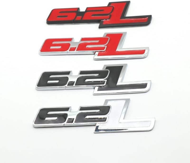2Pc 6.2L Emblems Engine Name 3D Metal Badge Aluminum Adhesive Sticker Decal