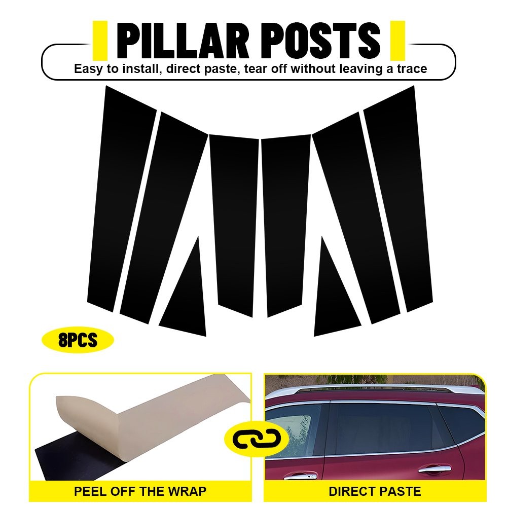 Window Pillar Posts Door Trim Piano Cover For 2014-2020 Nissan Rogue 8PCS/SET ED