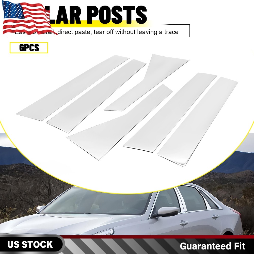 6X Chrome Window Pillar Post Trims For 2016-20 Cadillac CT6 Exterior Accessories