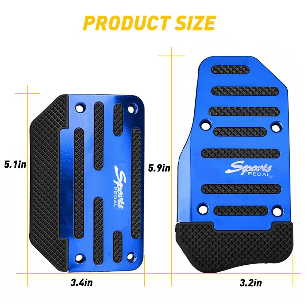 2PCS Non-slip Aluminum Alloy Auto Pedal Foot Pedals Pad Cover For Brake Clutch
