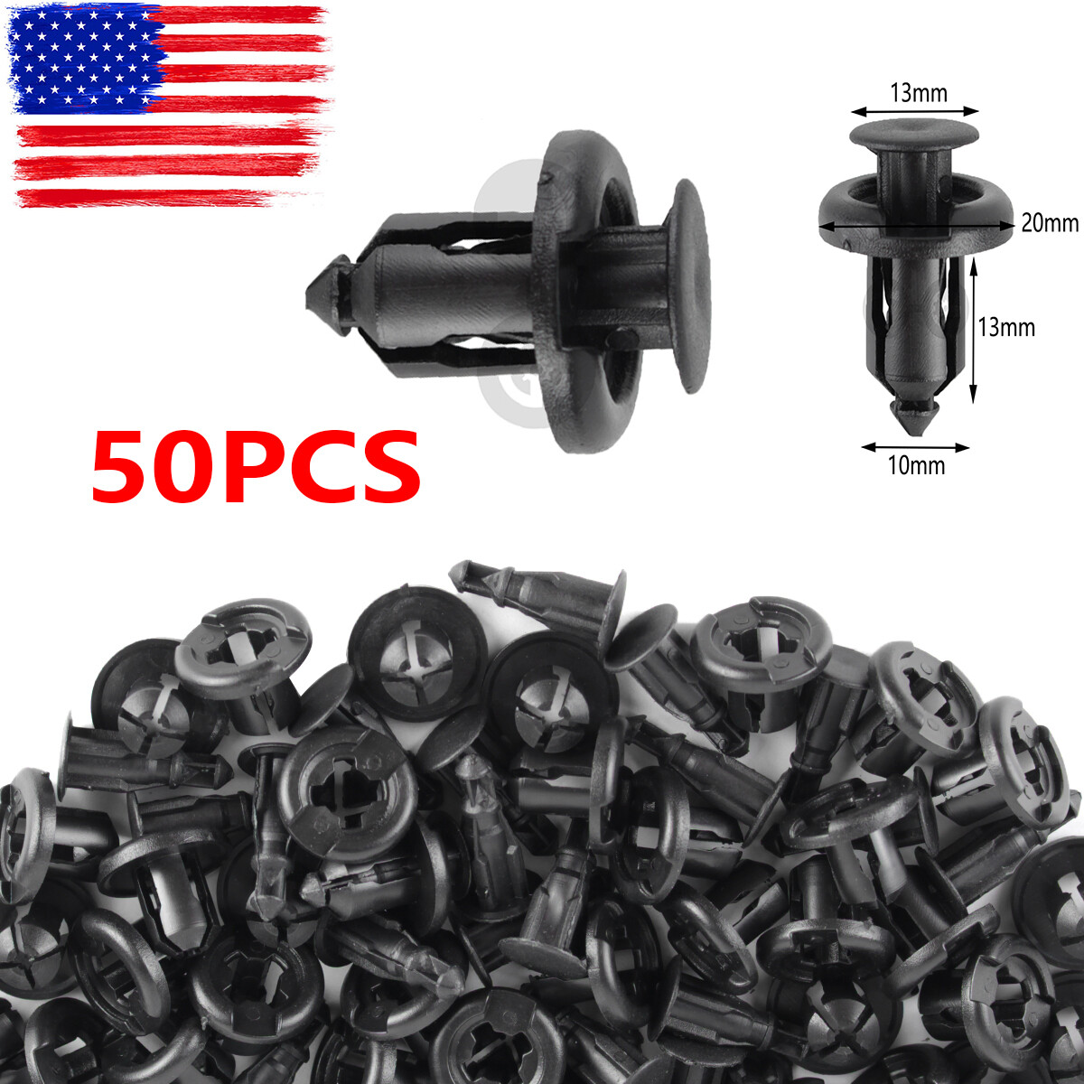 10mm 50pcs Plastic Push Fastener Bumper Pin for Acura Clips Type Rivet Retainer