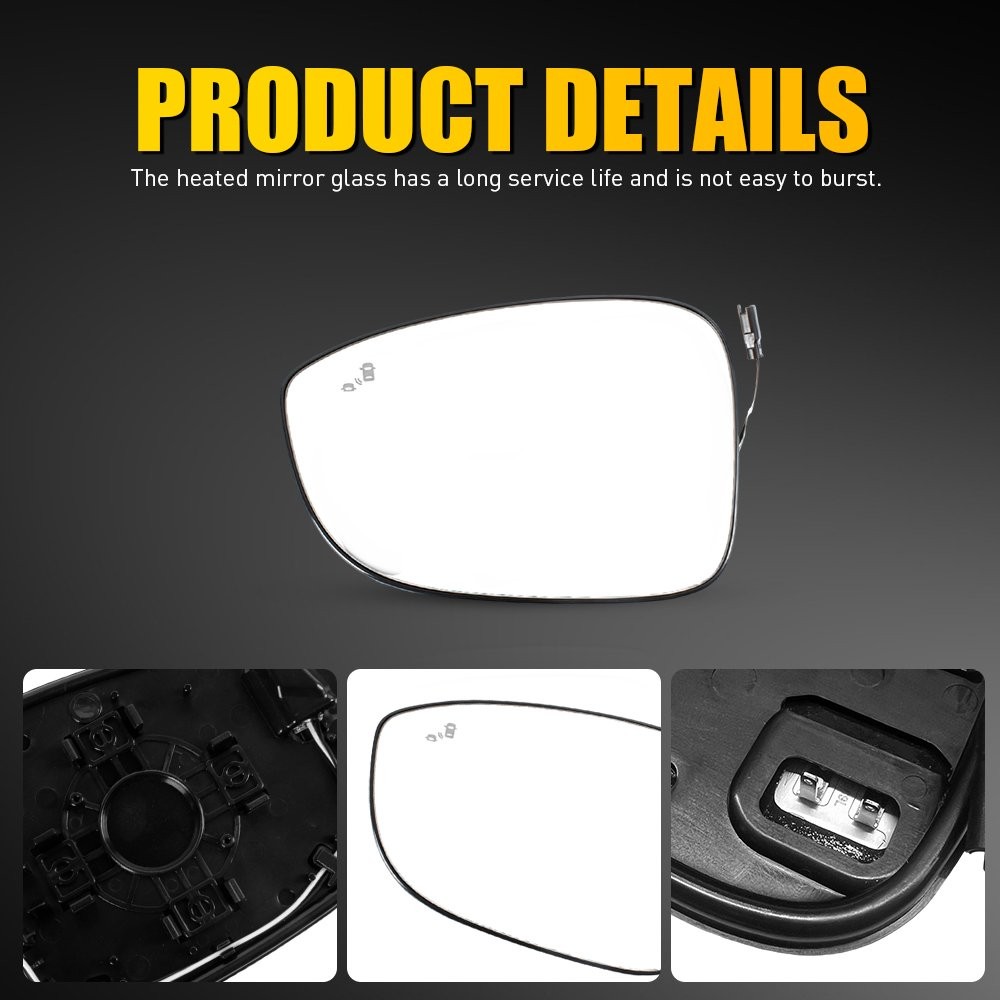 Mirror Glass Driver Left Side Heated Blind Spot For 2018-2022 Honda Accord Clear