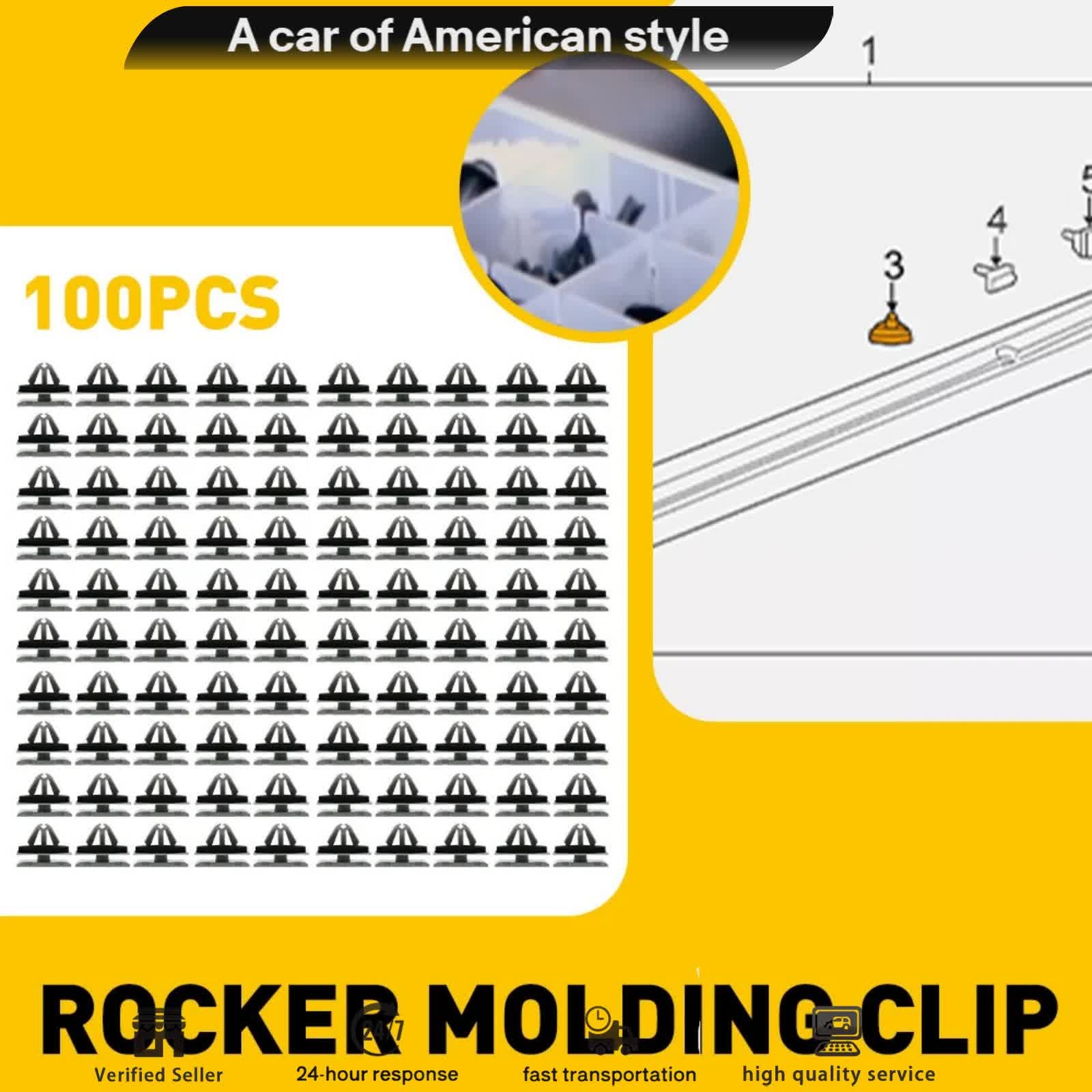 100PCS/Set Fender Flare Clips Rocker Molding Clip for Jeep Chrysler 68172491AA