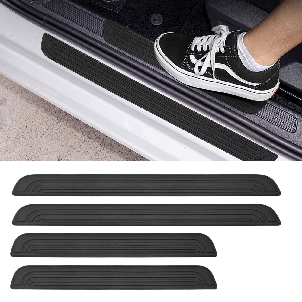 For Toyota Accessories 4PCS Car PVC Door Sill Scuff Cover Plate Protector Black