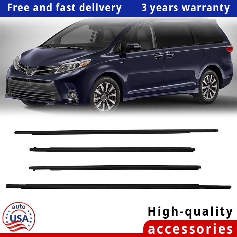4pcs Door Window Moulding Trim Weatherstrip For Toyota Sienna 11-2020 6816008020