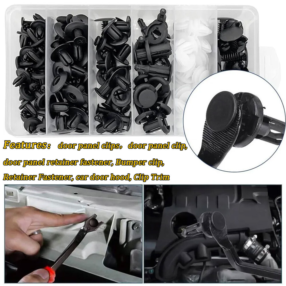 100Pcs/set +4 Tool Bumper Clips Auto Car Hole Rivets Fastener Fender Push Pin