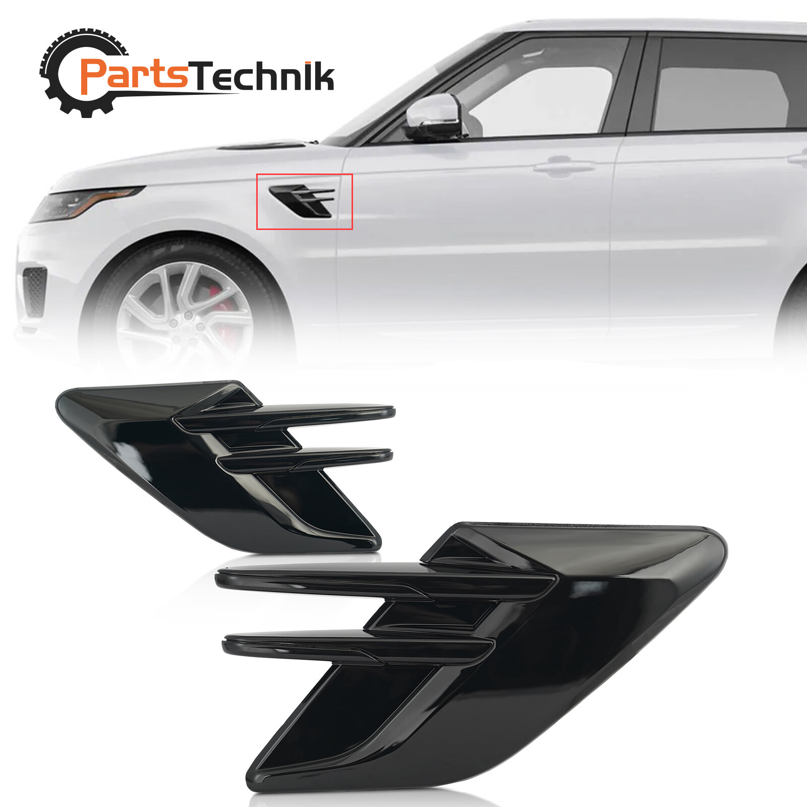 For 2018-22 Range Rover Sport Fender Air Side Vent Grille Trim Gloss Black Pair