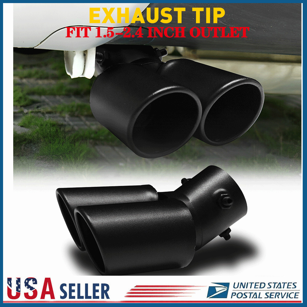 Black Car Stainless Steel Dual Exhaust Pipe Muffler Tip Tail Burnt Titanium Rear