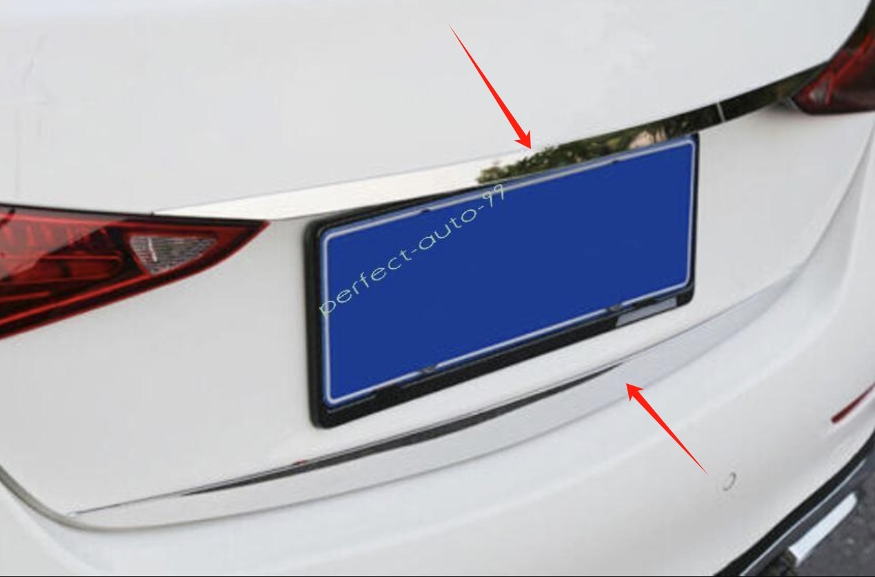 For Benz C-Class 2022-2024 Rear Trunk Lid Tailgate Molding Strip 2X Silver Steel