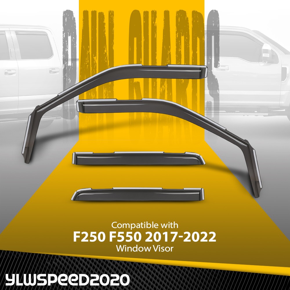 Fit 2017-2022 Ford F250-F550 Super Crew Cab In-Channel Window Visors Rain Guards