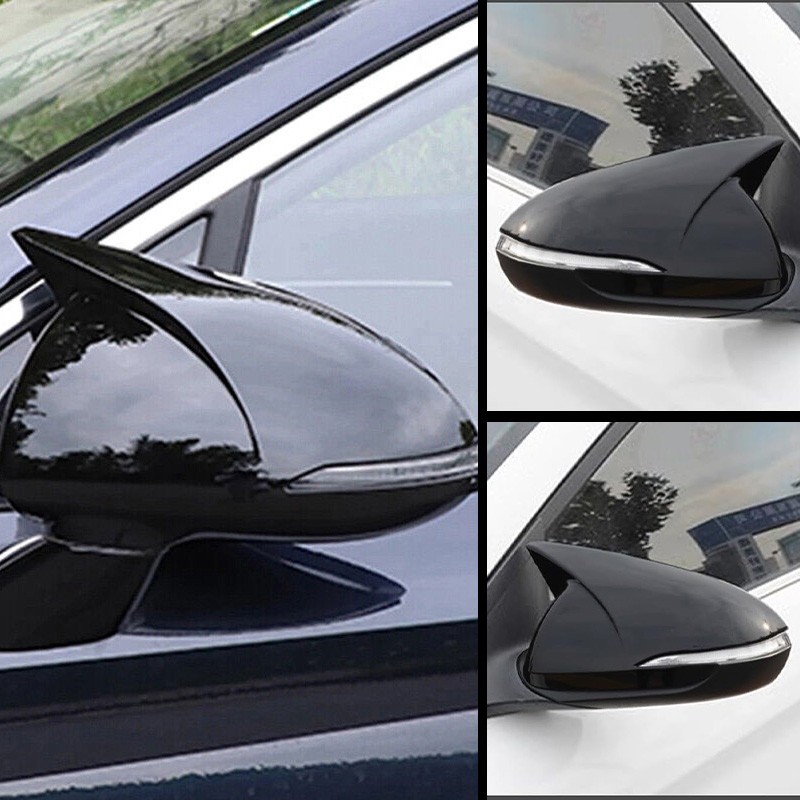 2 Gloss Black Rear View Side Door Mirror Cover Cap For 2016-2020 Hyundai Elantra