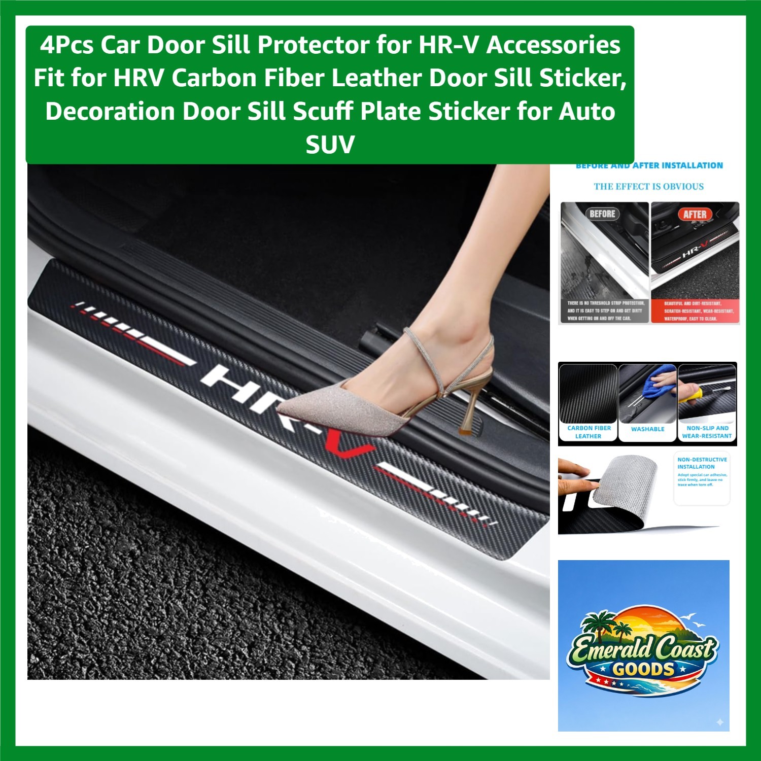 Custom Fit 4Pc Door Sill Protection Stickers for HR-V | Elegant & Waterproof