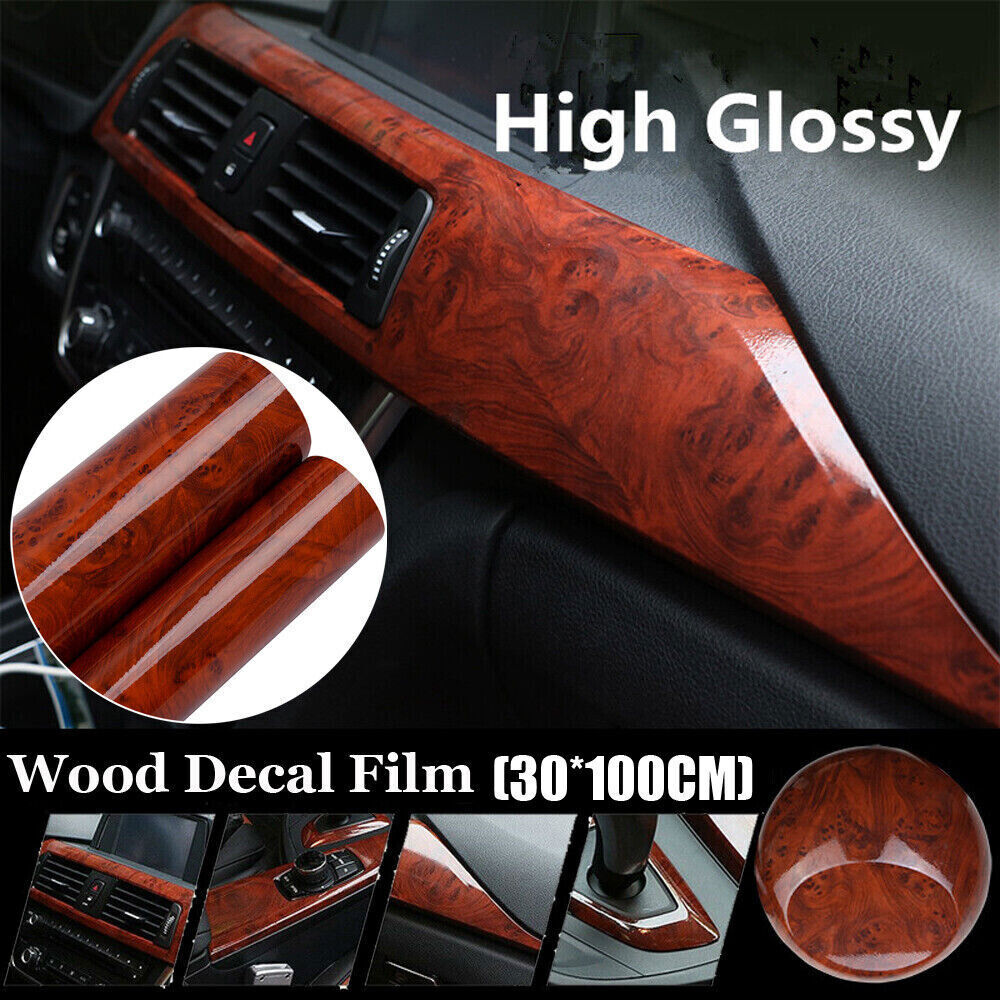 12 X 39” Car Sticker Glossy Walnut Wood-Grain Vinyl Wrap Wrap Film Accessories