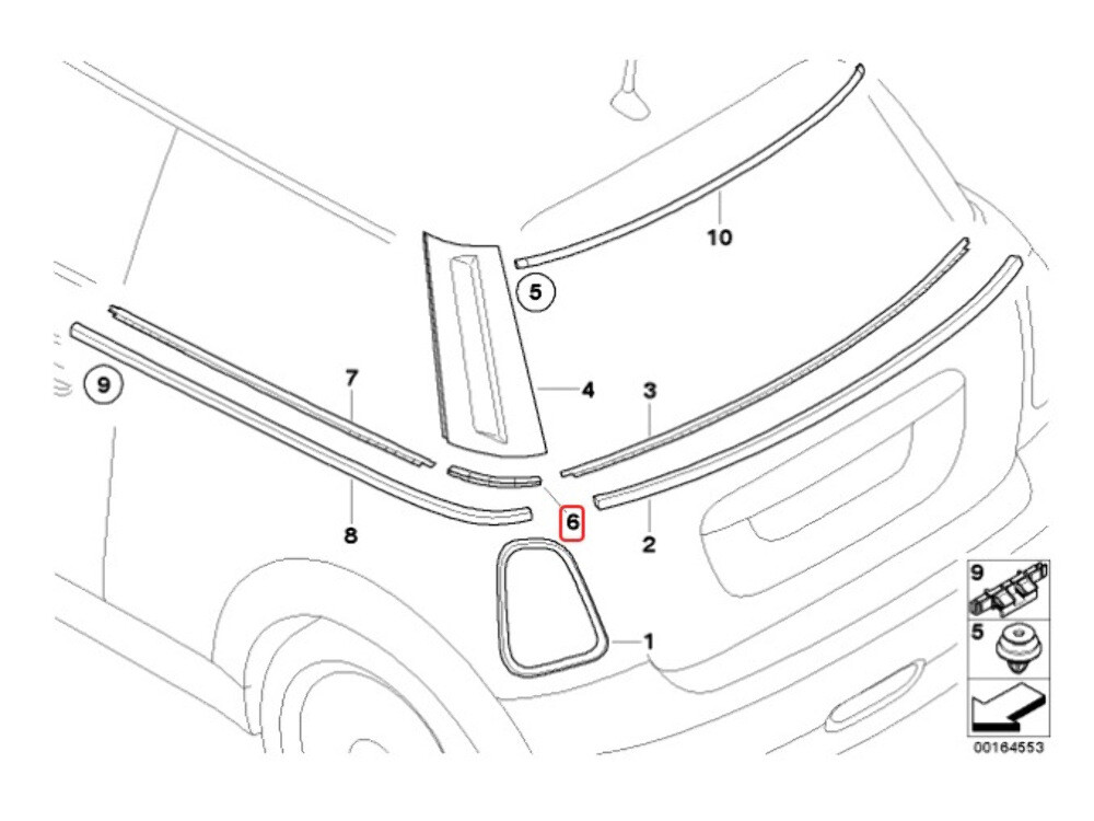 Mini Cooper Hatchback Rear Quarter Trim Mounting Bracket Set NEW 07-13 R56