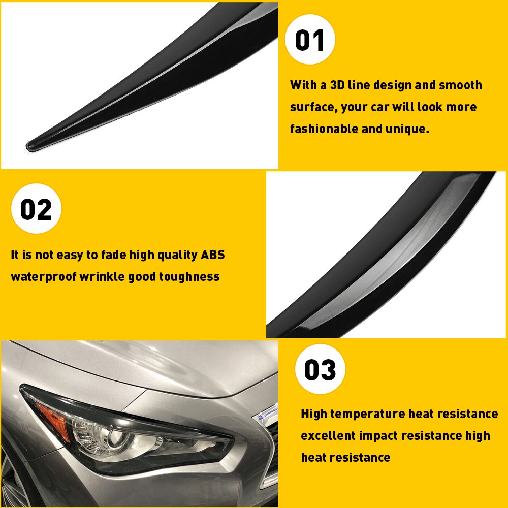Black Trim Headlight Eyebrows Eyelid Cover 2014-2020 2-20PCS For Q50 INFINITI