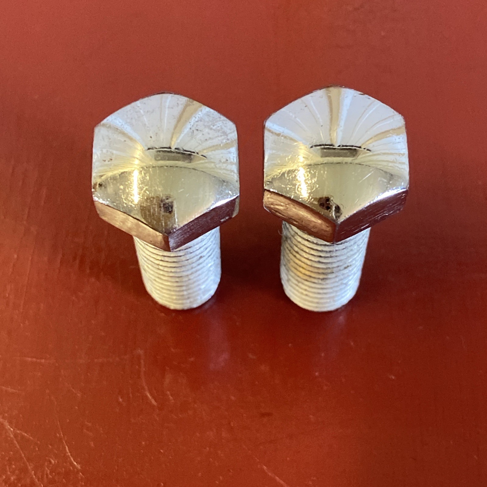 1930 ‘s 1940 ‘s CHROME 2 1/4″ x 5/8″ HEX BOLT SET (2) ANTIQUE CAR HARDWARE