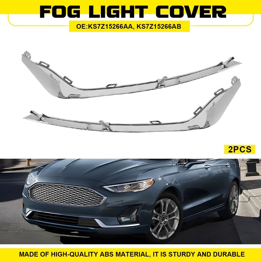 LH RH Front Bumper Fog Light Lamp Strip Trim For 2019 2020 Ford Fusion Chrome 2-