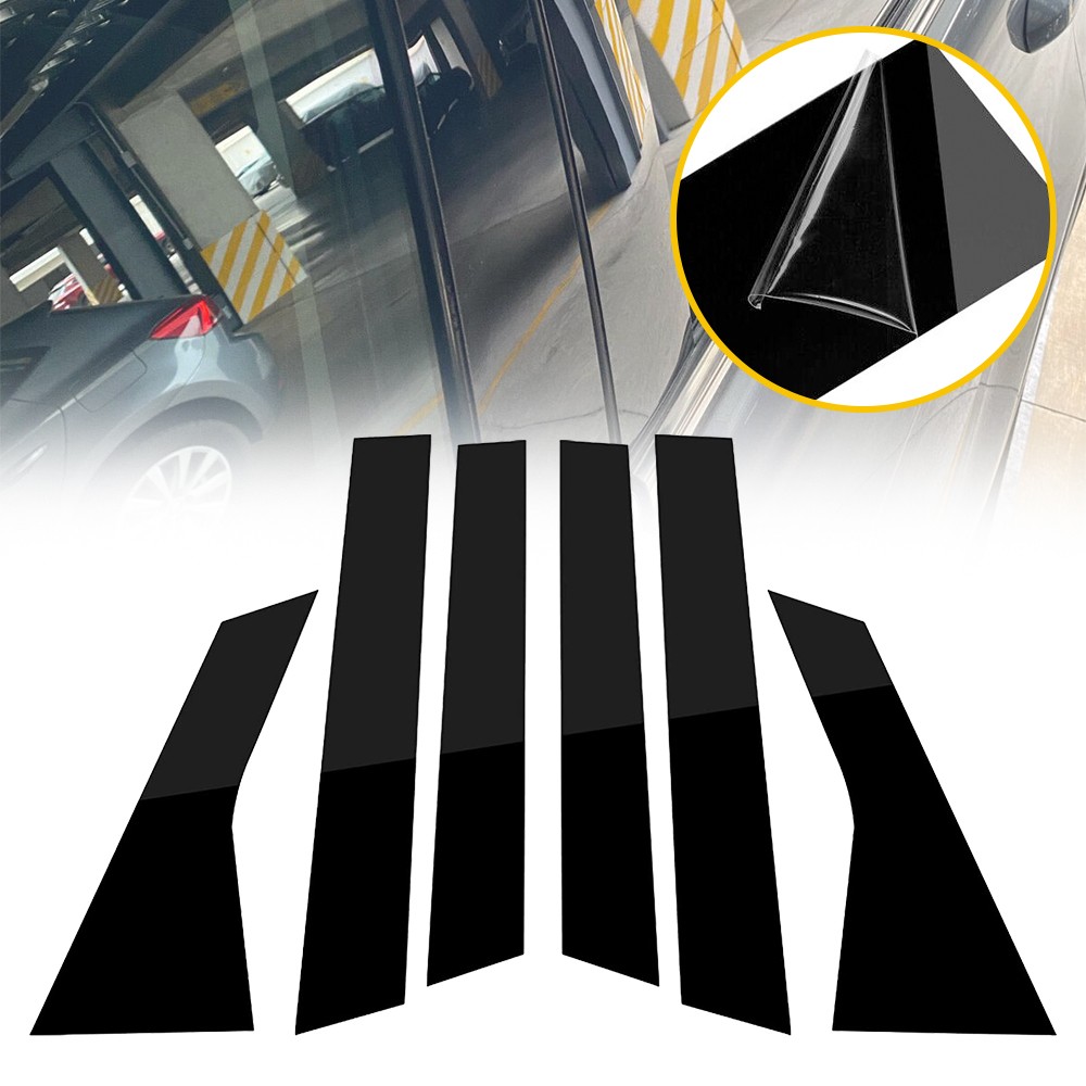 6-60X For Honda Civic 2012-2015 Glossy Black Window Pillar Posts Decoration Trim