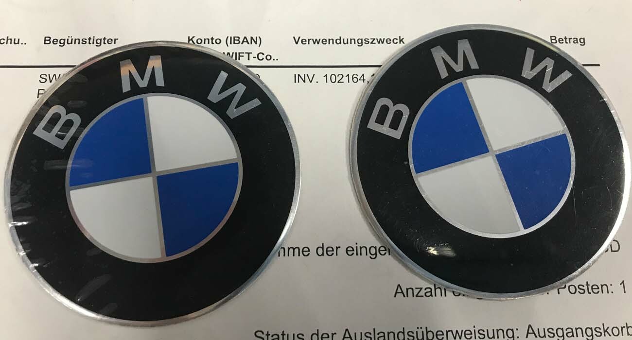 BMW R80, R90, R75/5, R60/5, R100 airhead Gas Tank Emblem PAIR original 70 mm