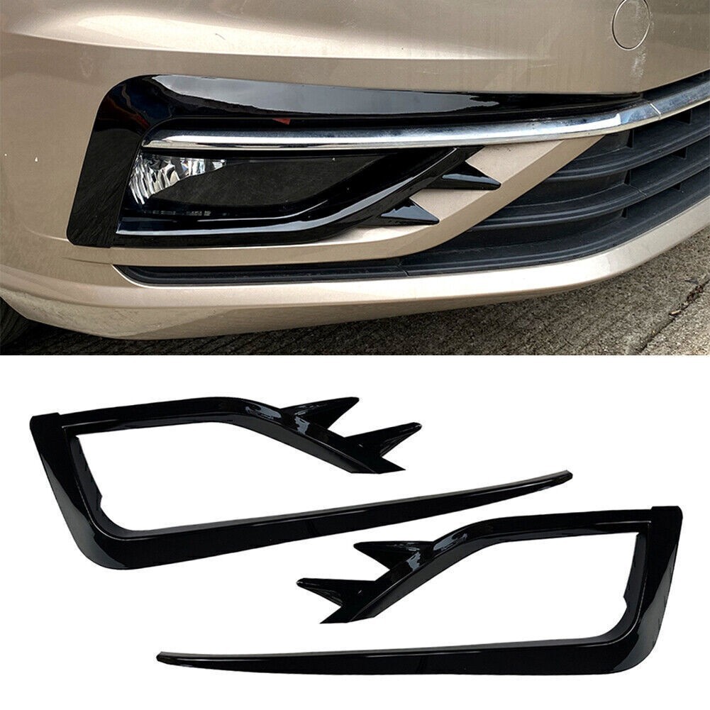 Fog Light Lamp Grill Cover Bumper Grille Trim Black For VW Golf MK7.5 2017-2019