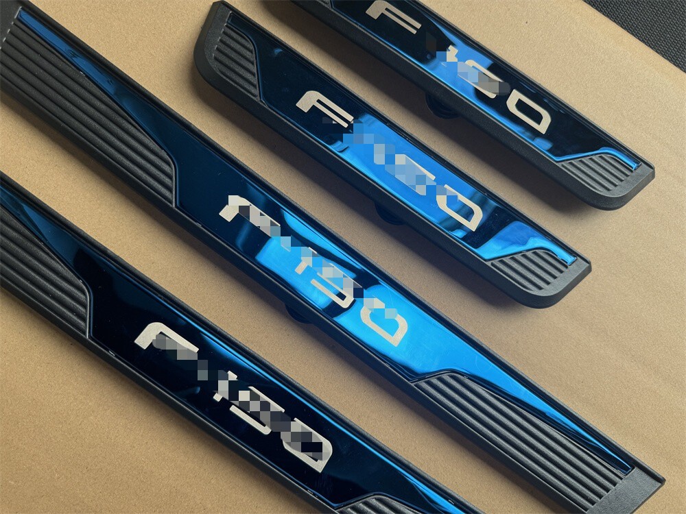 4PCS Blue Door Scuff Sill Cover Panel Step Protector for F150 Accessories