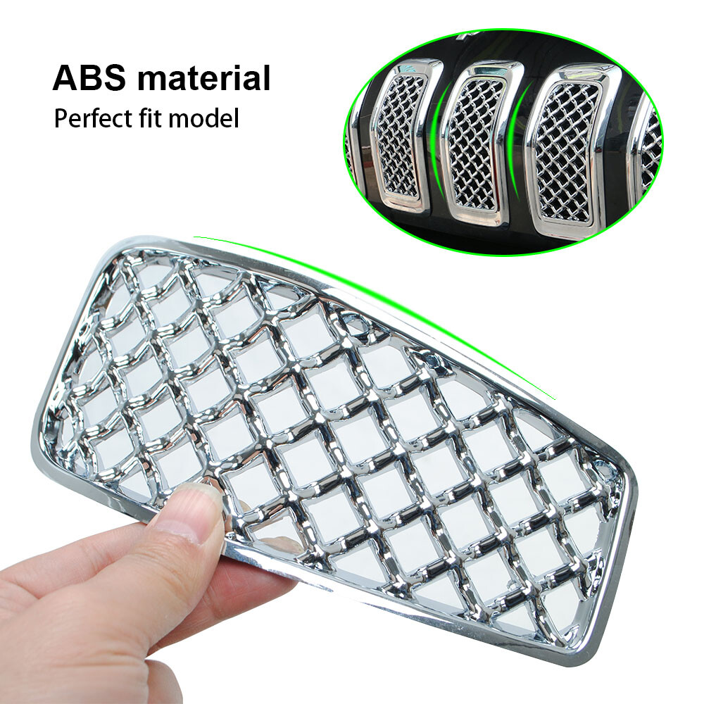 7Pcs Chrome Front Grille Insert Mesh Decor Ring For Jeep Cherokee 2014-18 Access
