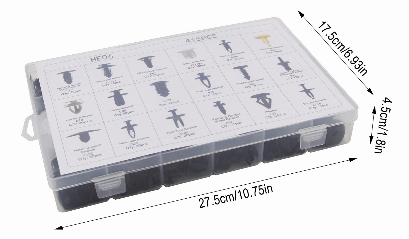 415pcs For Ford Transit Trim Clips Retainer Panel Bumper Fastener Rivet Kit Set