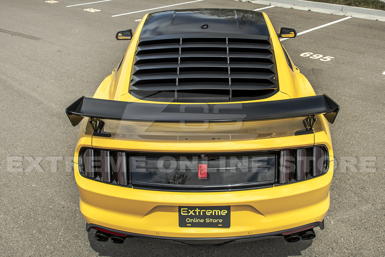 For 15-Up Ford Mustang Coupe | Primer Black Rear Window Louver Cover Sun Shade