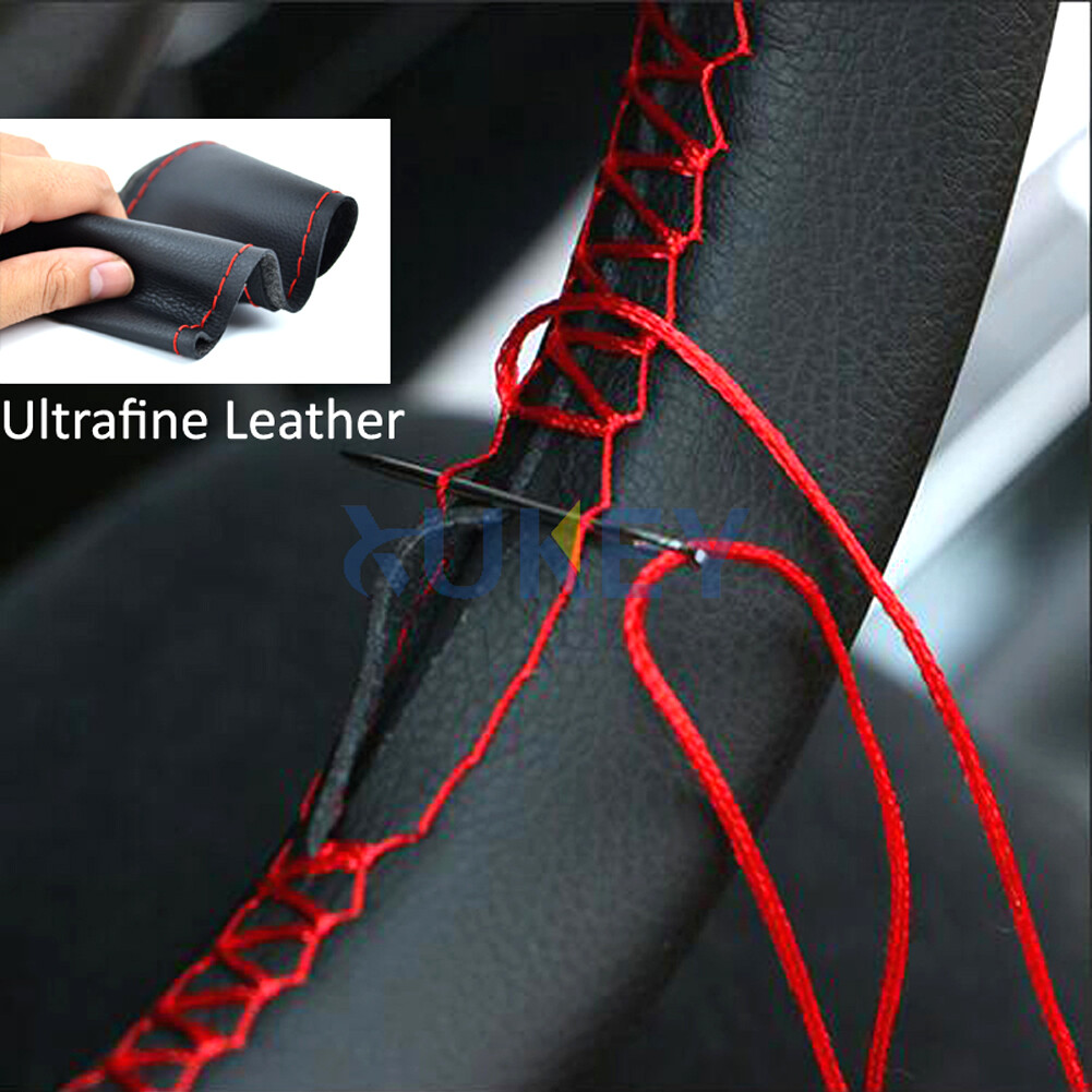 DIY Hand Sewing Fine Leather Auto Car Steering Wheel Cover W/ Needle & Thread US