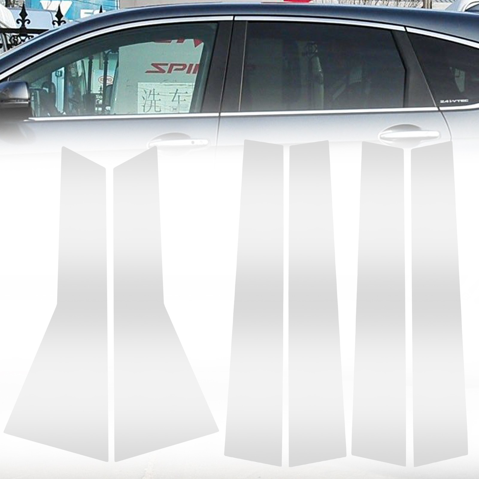 6Pcs Chrome Polycarbonate Window BC Pillar Post Cover Trim For Honda CRV 2012-16