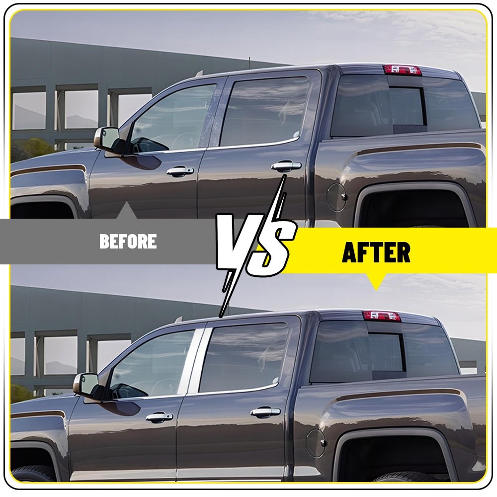 4X Chrome Window Pillar Post Cover Trim For 2014-2018 Chevy Silverado GMC Sierra