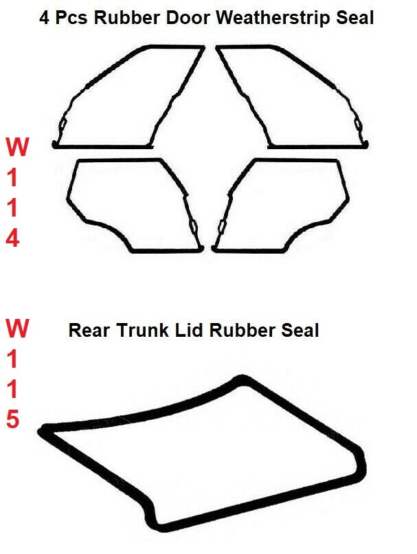 Mercedes Benz W114 W115 – Door + Trunk Rubber Weatherstrip Seal Set 5 Pieces